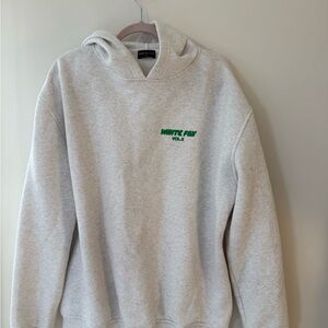 White Fox Boutique Gray Hoodie with Green Logo